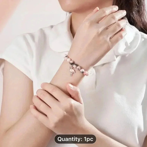 Flemming Bracelet Pink Brown Gray Earthtones Beads - Picture 2 of 9